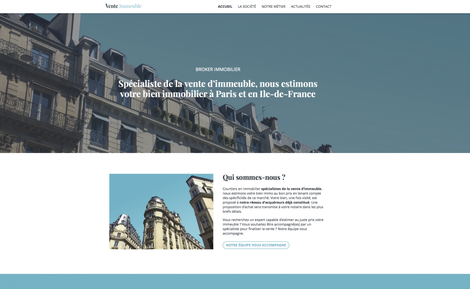 image du site internet vente immeuble paris